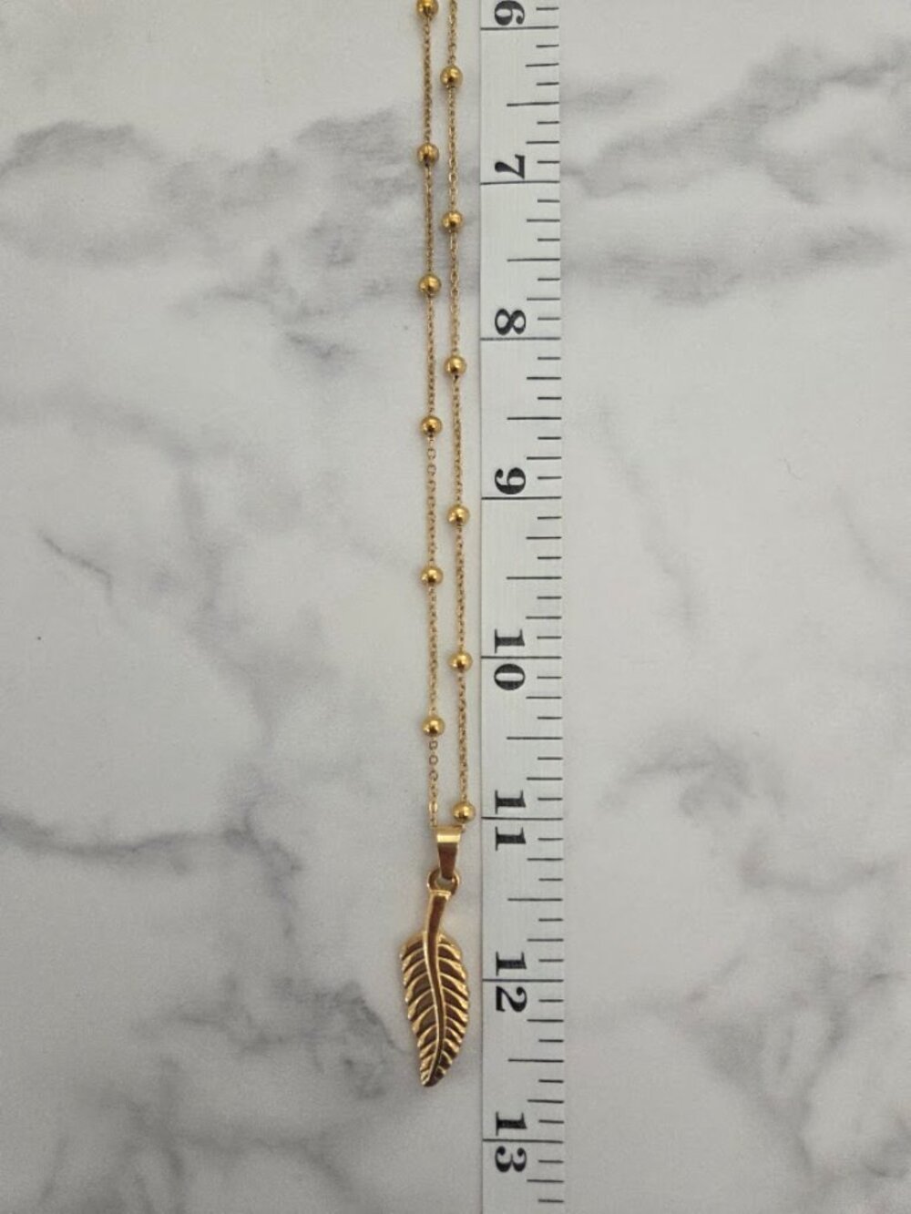 Gold Feather Pendant Necklace Dainty Satellite Chain Boho Minimalist Jewelry - Picture 14 of 14
